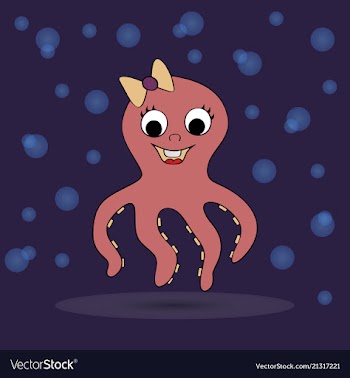 Cute octopus cartoon vector image