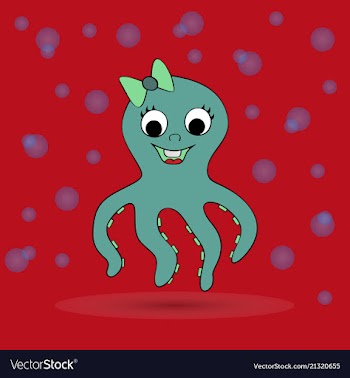 Cute octopus cartoon vector image