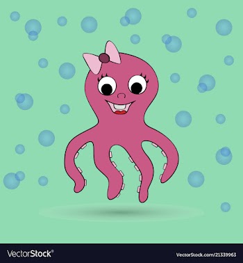 Cute octopus cartoon vector image