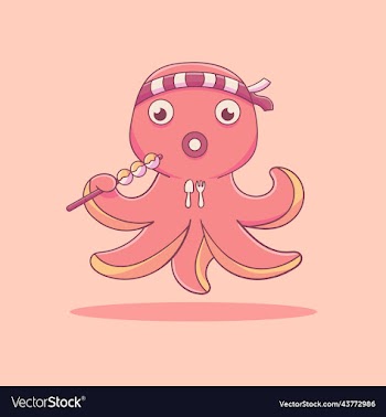 cute octopus eating takoyaki