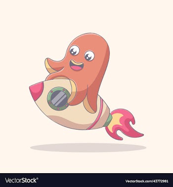cute octopus with rocket art