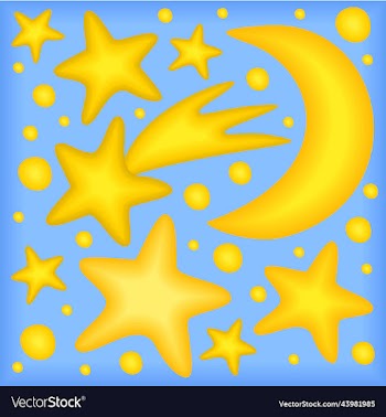 cute of yellow crescent stars and
