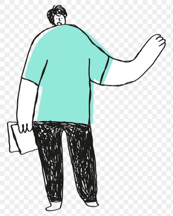 Cute office green man transparent png holding papers doodle icon