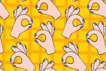 Cute ok hand background, gesture | Free PSD - rawpixel