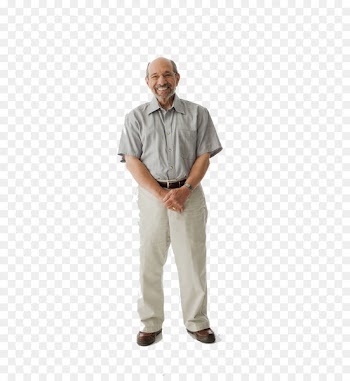 Cute old man standing on the whole body 