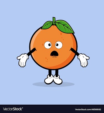 cute orange fruit character with confuse