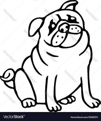 Cute outline pug isolated vector image