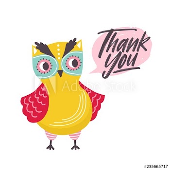 Cute owl saying Thank You word