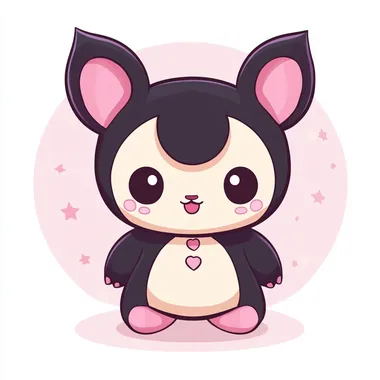 Cute panda bear sitting on pink background with playful expression Cute panda bear sitting on pink background with playful expression