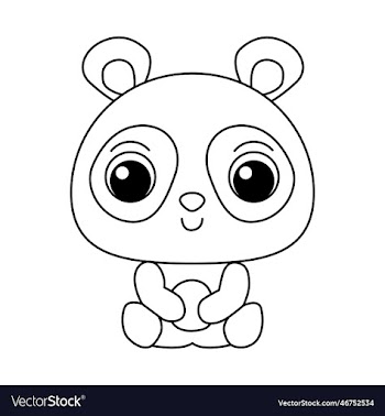 cute panda cartoon coloring page for kids