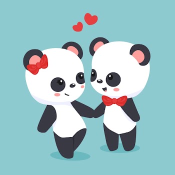 Cute panda couple valentine's day Free Vector