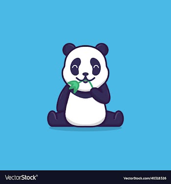 cute panda eating bamboo leaves