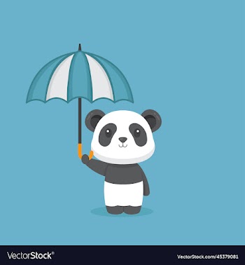 cute panda holding umbrella