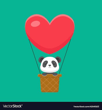 cute panda hot air balloon cartoon