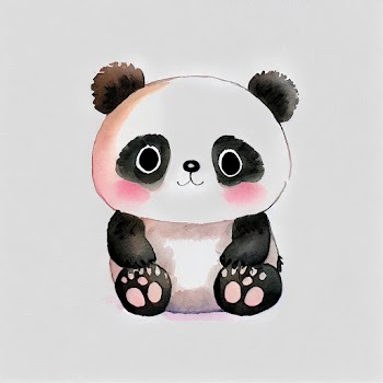 Cute panda sitting, watercolor