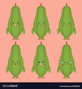 cute papaya with various expression