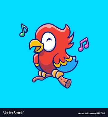 cute parrot bird singing cartoon