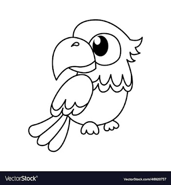 cute parrot cartoon coloring page for