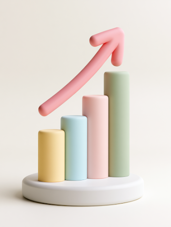 Cute Pastel Bar Chart with Upward Arrow