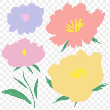 Cute pastel colored flower png botanical illustration