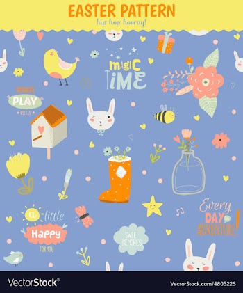 Cute pattern with animals Bunny birds flowers vector image