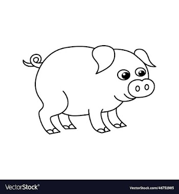 cute pig cartoon coloring page for kids