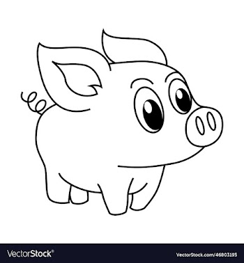 cute pig cartoon coloring page for kids
