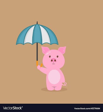 cute pig holding umbrella