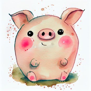 Cute pig watercolor
