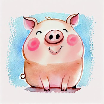 Cute pig watercolor
