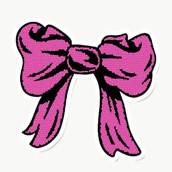 Cute pink bow sticker with white border design element | Free  transparent png - 2357010