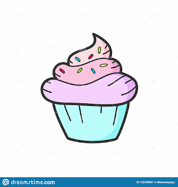Cute Pink Cupcake Drawing. Junk Food. Vector Isolated ...