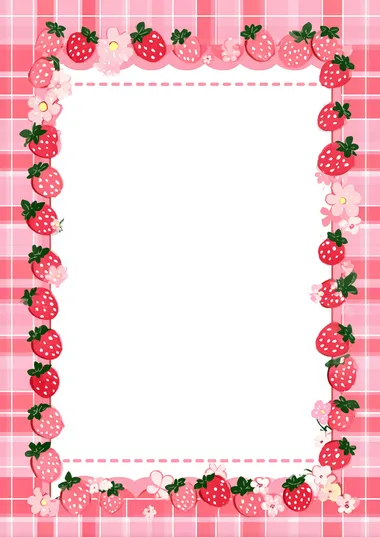 Cute Pink Gingham Strawberry Background Cute Pink Gingham Strawberry Background