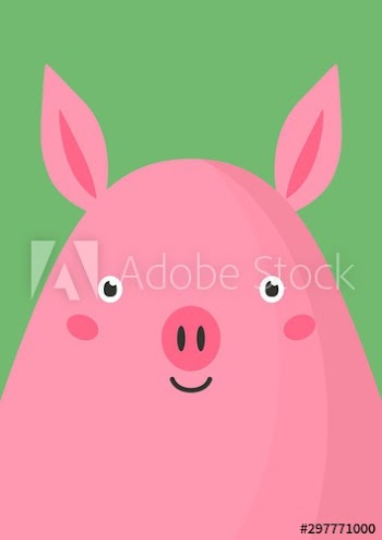Cute pink pig snout flat vector illustration