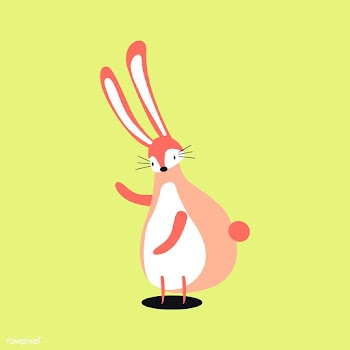 Cute pink rabbit cartoon illustration | Free stock vector - 477169