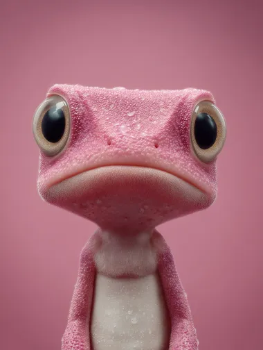 Cute Pink Square-Headed Frog in Pixar Style Cute Pink Square-Headed Frog in Pixar Style