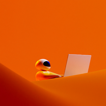 Cute Pixar Robot Typing on MacBook