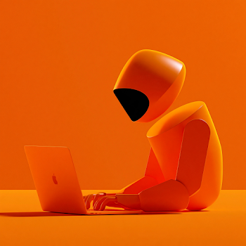 Cute Pixar Robot Typing on MacBook