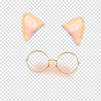 Cute pnk , animal ears with eyeglasses smartphone transparent background PNG clipart