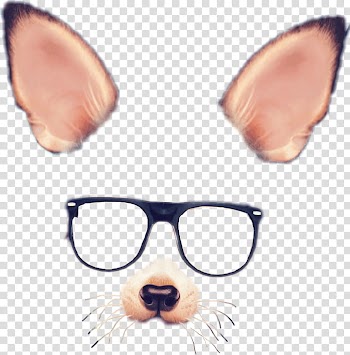 Cute pnk , brown dog in eyeglasses snapchat frame application art transparent background PNG clipart