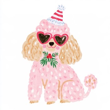 Cute Poodle in Sunglasses and Santa Hat - Tropical Christmas Vibe
