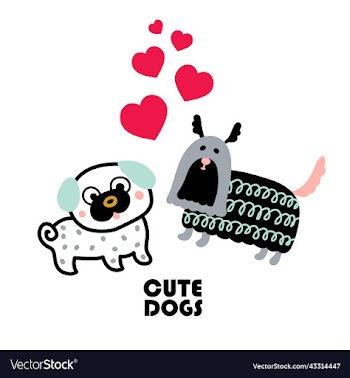 cute postcard with decorative dogs