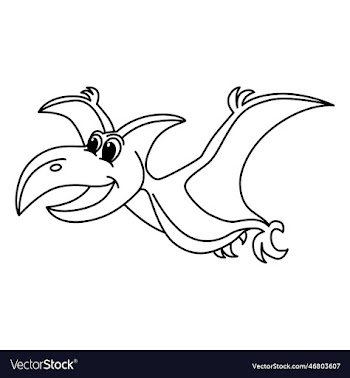 cute pterosaurs cartoon coloring page for