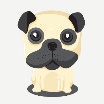 Cute pug dog clipart, cartoon | Free PSD - rawpixel