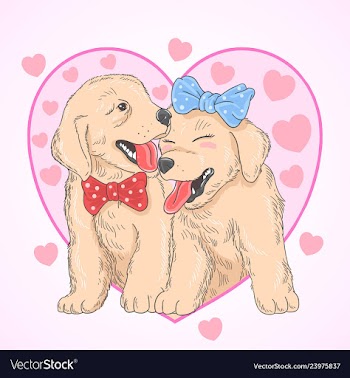  					Cute puppy love vector image														