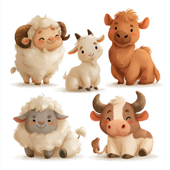 Cute Qurban Animals Vector Illustration Set