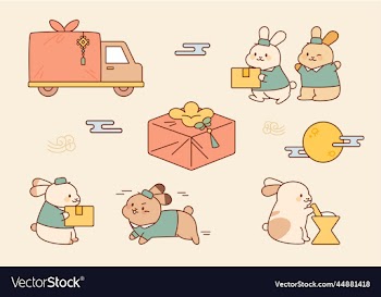 cute rabbit deliveryman characters they are