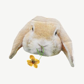 Cute rabbit, flower collage element | Free PSD - rawpixel