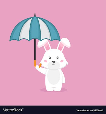 cute rabbit holding umbrella
