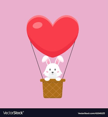 cute rabbit hot air balloon cartoon